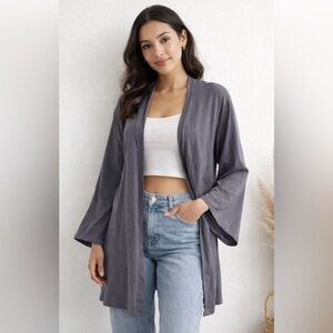 Grey Open Cardigan 
Bell Sleeve Whimsey Fairycore Romantic Fem Witchy Summer